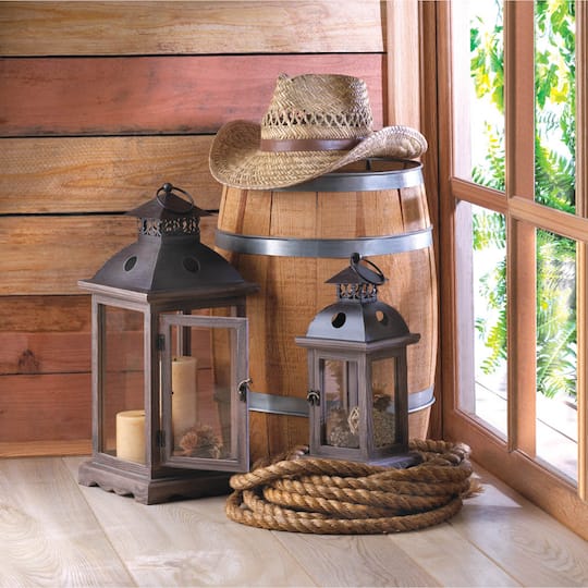 12.25" Rustic Wooden Hanging Monticello Candle Lantern